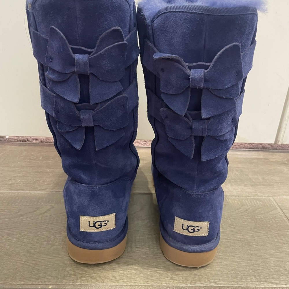 UGG Blue Suede Boots with Bows
